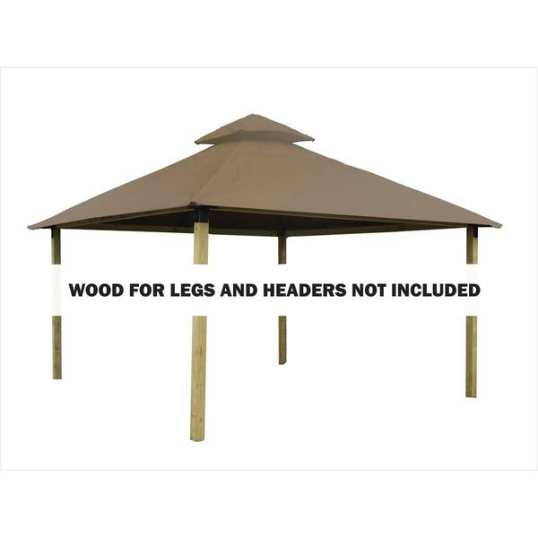 Superherostuff 12 sq. ft. Gazebo Roof Framing & Mounting Kit with Linen Outdura Canopy PA3725069